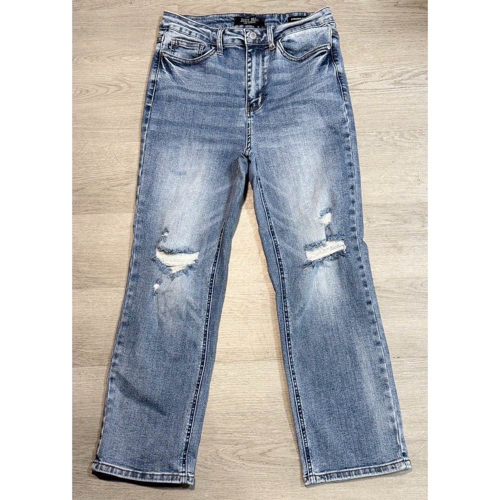 Judy Blue Straight Leg Crop Jeans Women Size 29 High Rise Distressed JB88808 MD